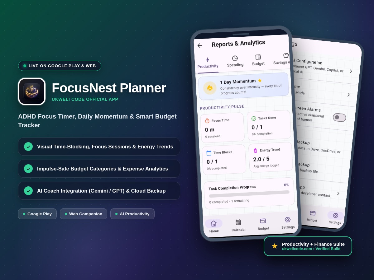 FocusNest: ADHD Budget Planner